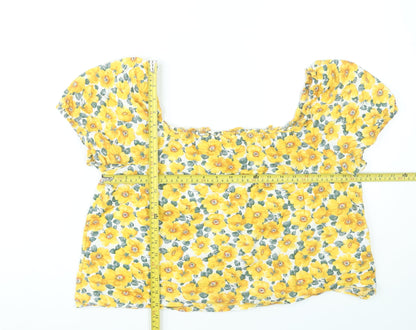 Womens UK Size 16 VILA Yellow Cropped Blouse