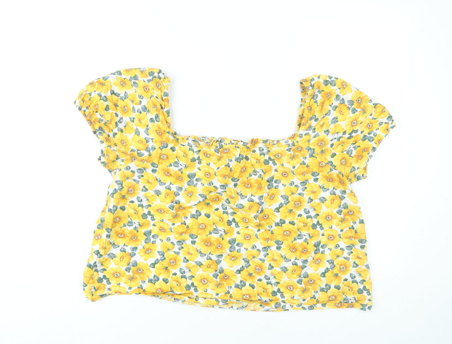 Womens UK Size 16 VILA Yellow Cropped Blouse