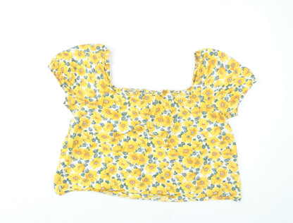 Womens UK Size 16 VILA Yellow Cropped Blouse