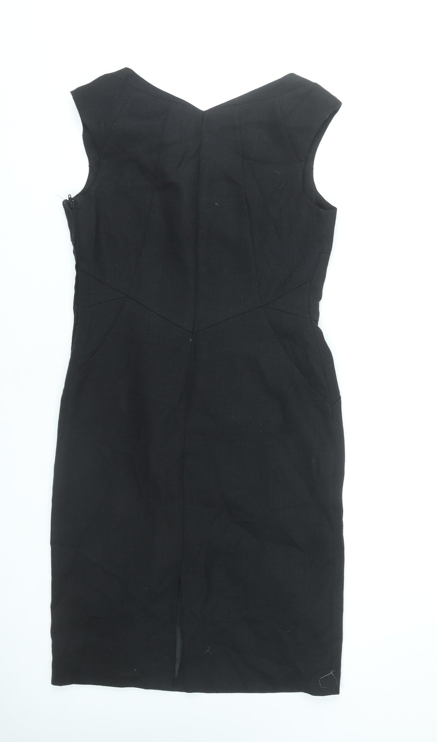 Next Womens Black Sheath Dress Size 10 V-Neck Sleeveless Workwear