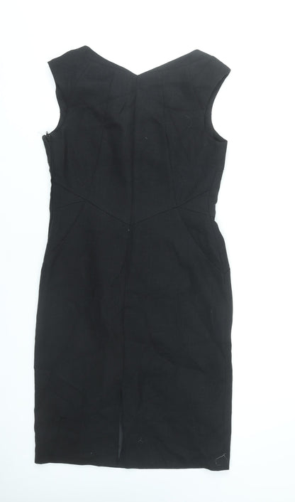 Next Womens Black Sheath Dress Size 10 V-Neck Sleeveless Workwear