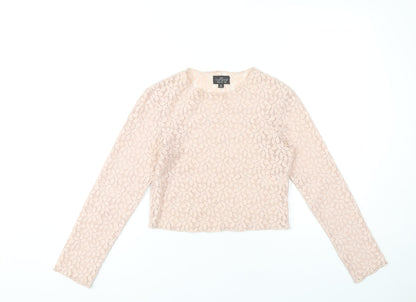 Womens UK Size 6 Topshop Beige Cropped Blouse