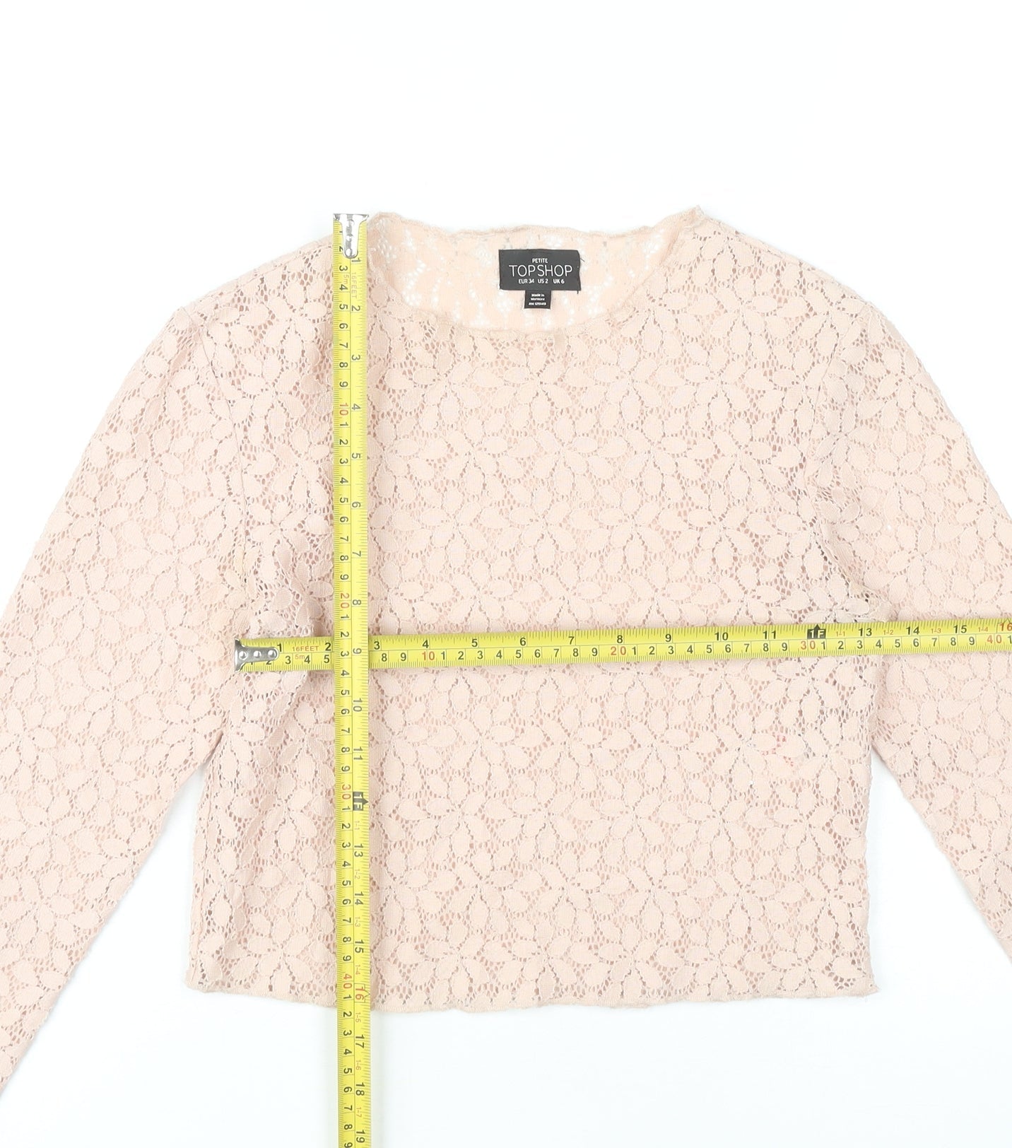 Womens UK Size 6 Topshop Beige Cropped Blouse