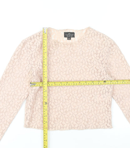 Womens UK Size 6 Topshop Beige Cropped Blouse