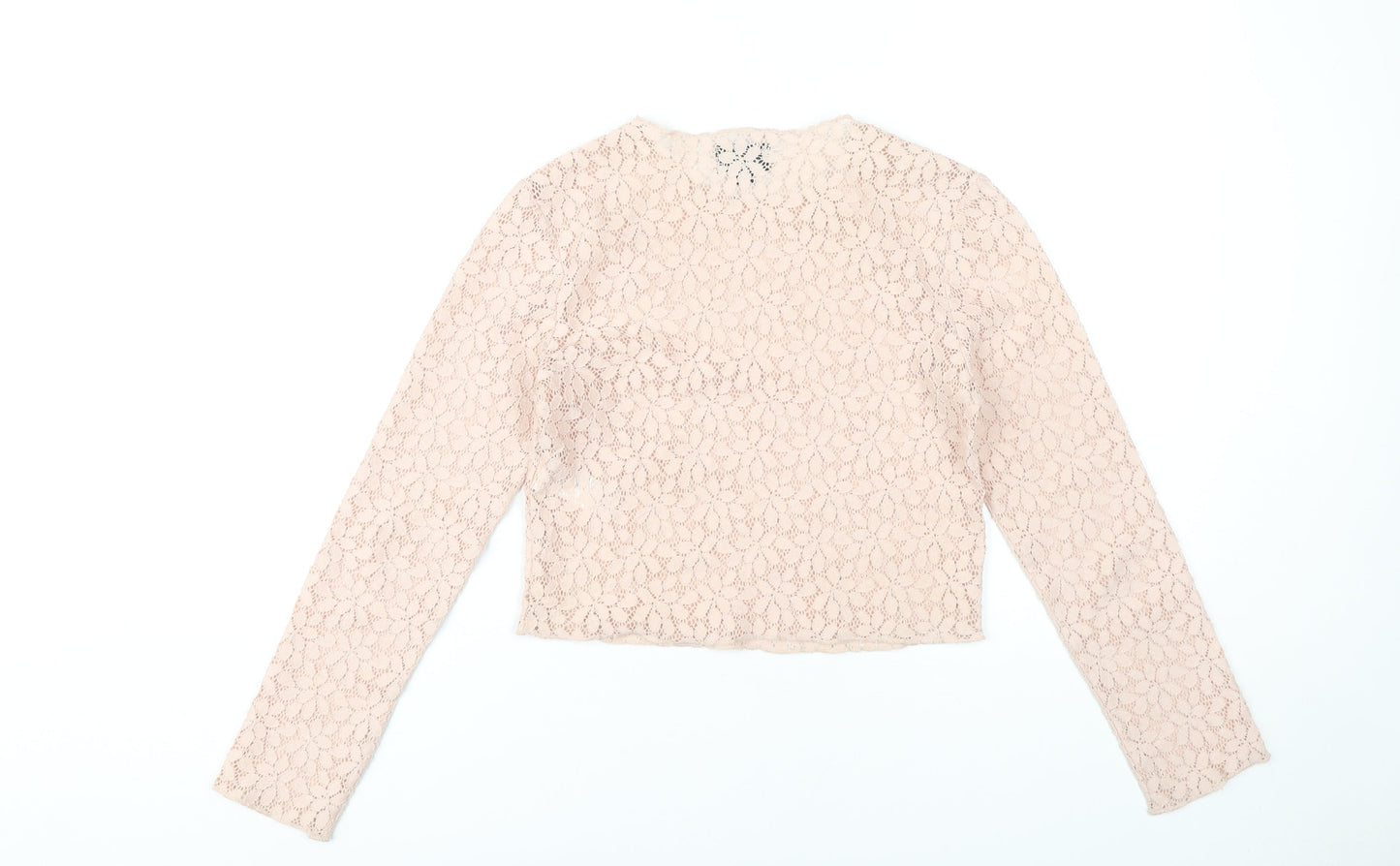 Womens UK Size 6 Topshop Beige Cropped Blouse