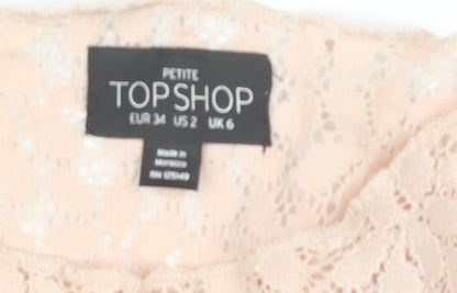 Womens UK Size 6 Topshop Beige Cropped Blouse