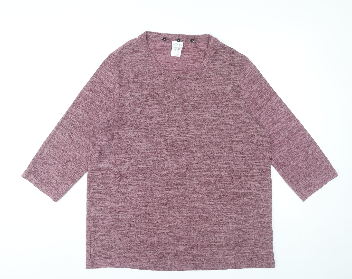 Mona Womens Purple Size 14 Basic Jersey 3/4 Sleeve Top