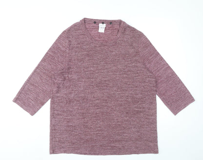 Mona Womens Purple Size 14 Basic Jersey 3/4 Sleeve Top
