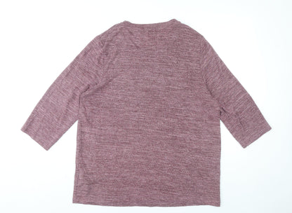 Mona Womens Purple Size 14 Basic Jersey 3/4 Sleeve Top