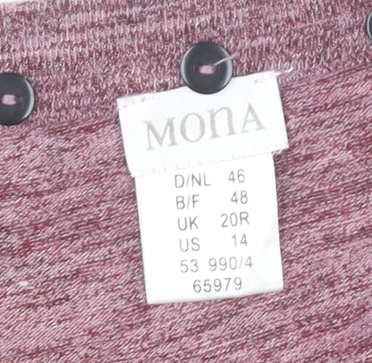 Mona Womens Purple Size 14 Basic Jersey 3/4 Sleeve Top