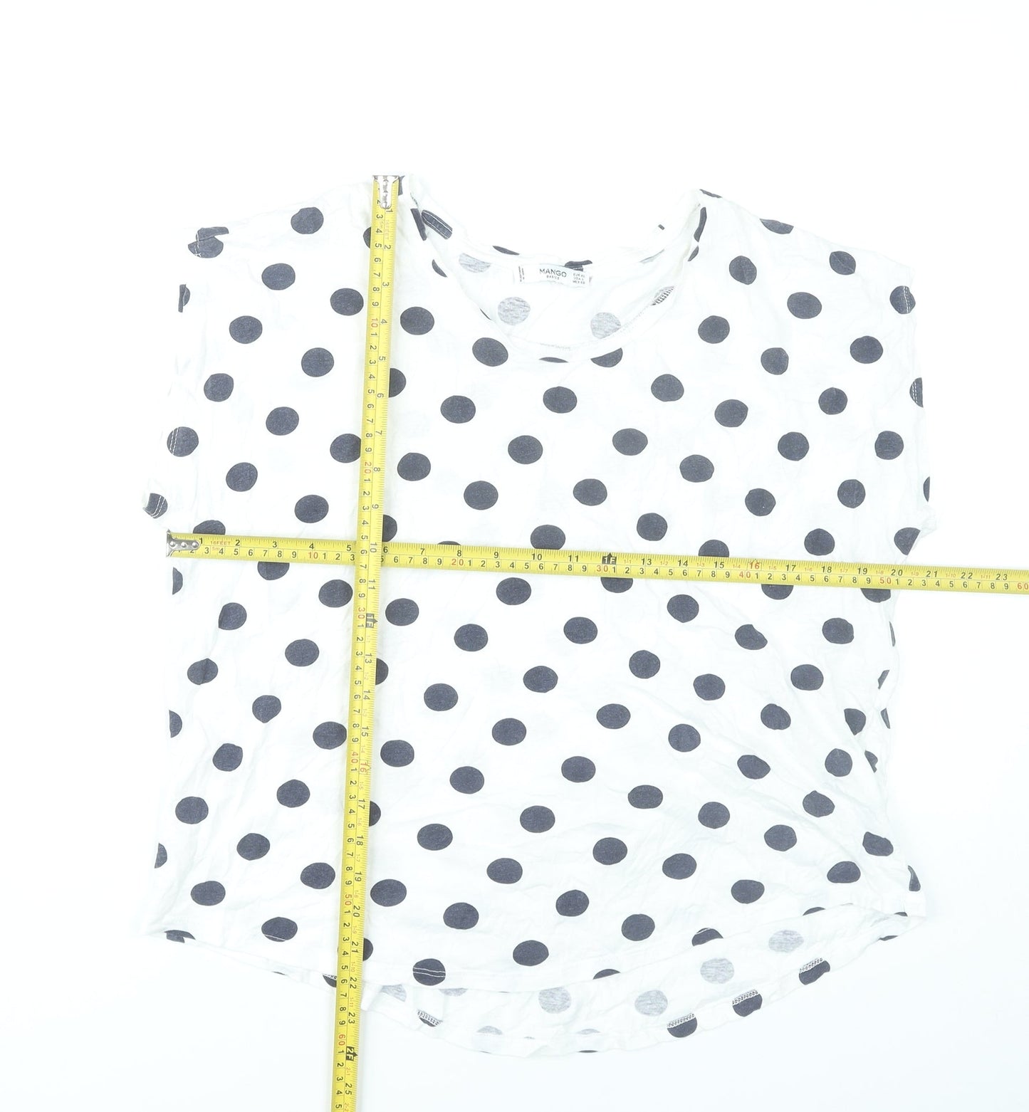 Womens UK Size L Mango White Basic T-Shirt
