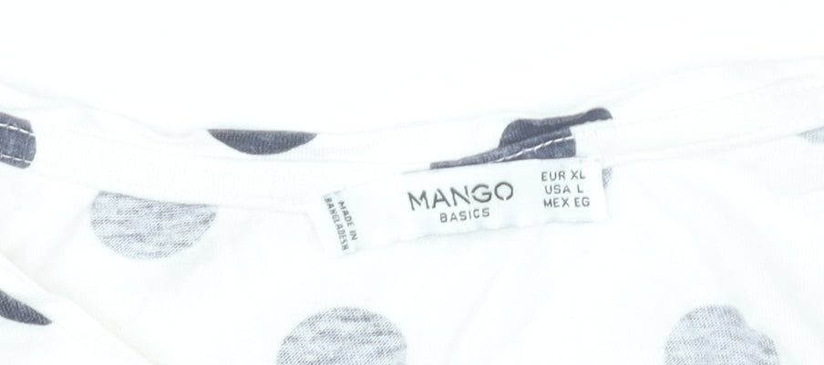 Womens UK Size L Mango White Basic T-Shirt