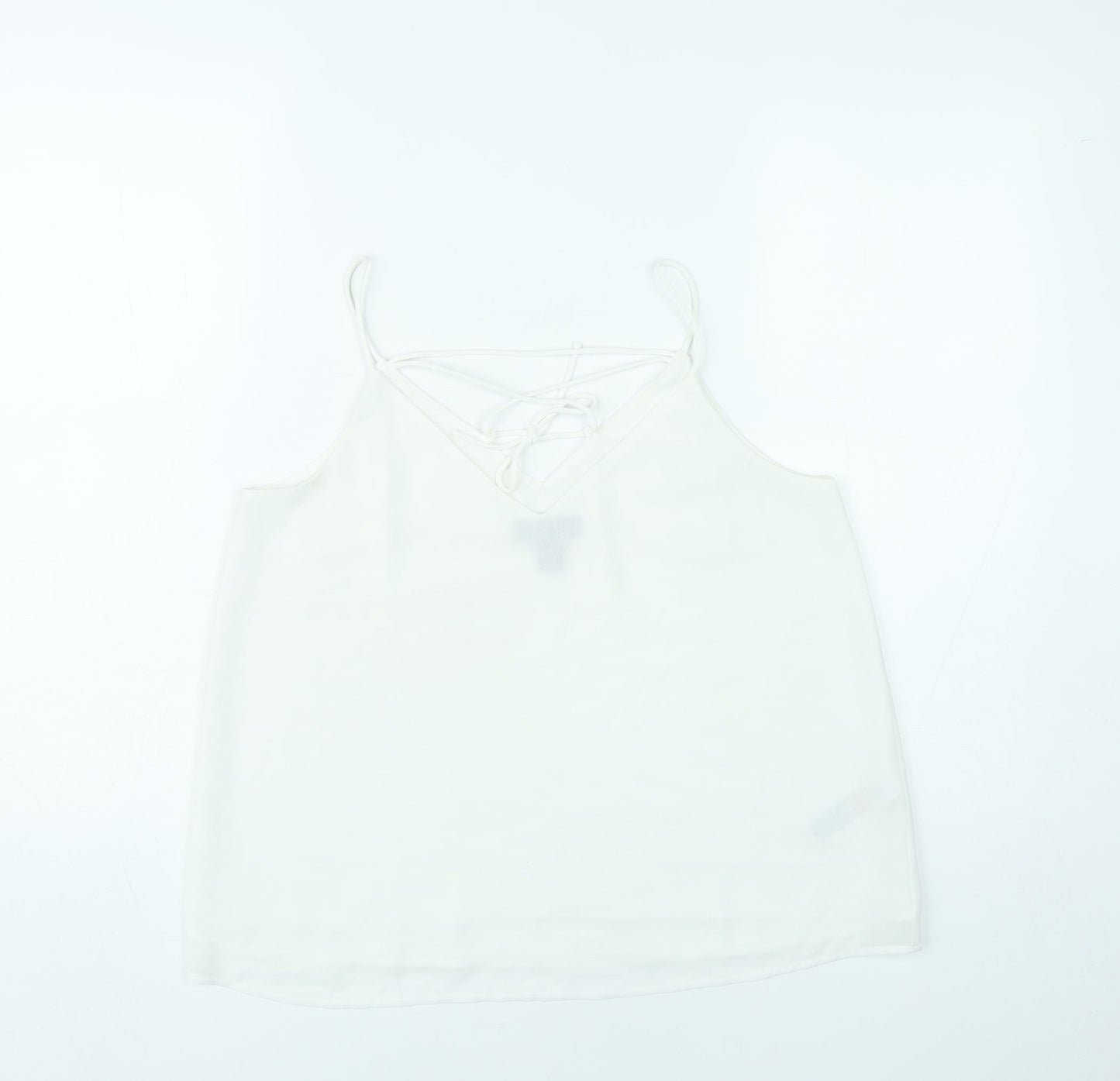 New Look Women White Size 10 Camisole Spaghetti Strap Tank Top