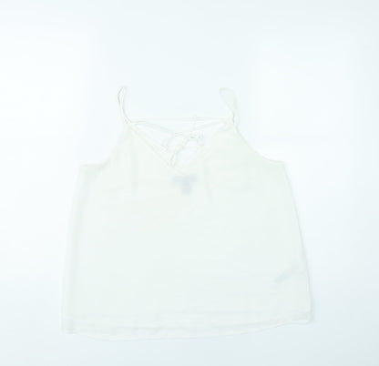New Look Women White Size 10 Camisole Spaghetti Strap Tank Top