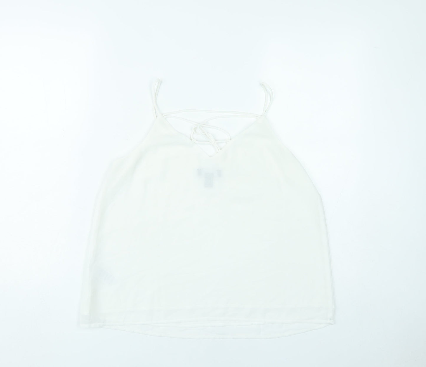 New Look Women White Size 10 Camisole Spaghetti Strap Tank Top