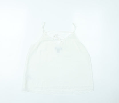 New Look Women White Size 10 Camisole Spaghetti Strap Tank Top