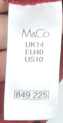 M&Co Women’s Red Embroidered Peasant Blouse UK14 Cotton