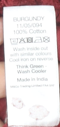 M&Co Women’s Red Embroidered Peasant Blouse UK14 Cotton