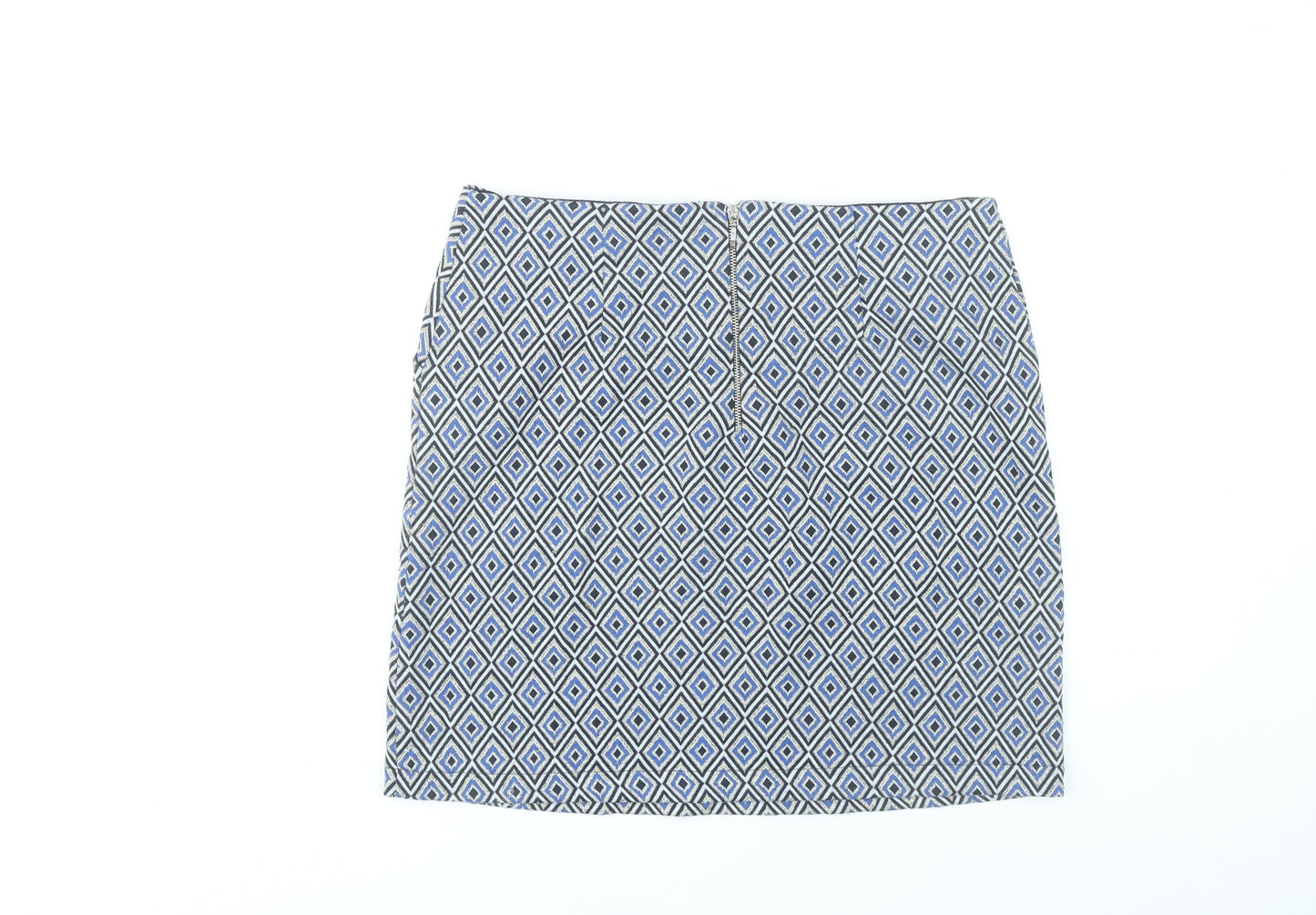Next Women’s Blue Geometric Pencil Skirt UK 12 Knee Length