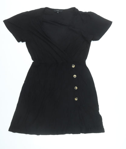 Next Women’s Black Wrap Dress Size 12 Short Sleeve V-Neck