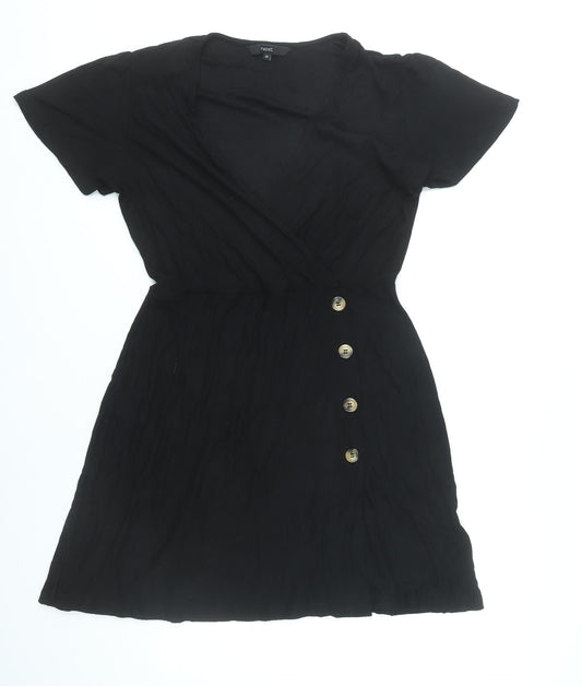 Next Women’s Black Wrap Dress Size 12 Short Sleeve V-Neck