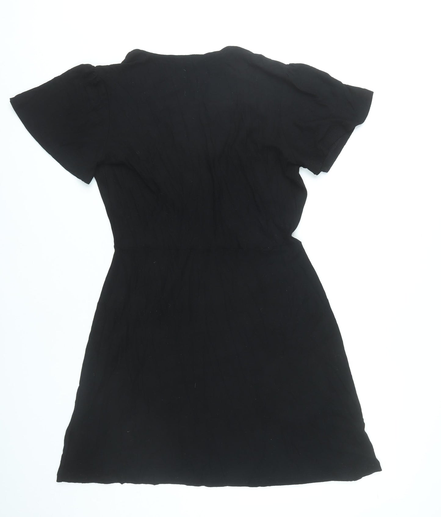 Next Women’s Black Wrap Dress Size 12 Short Sleeve V-Neck