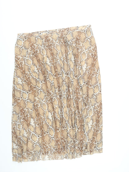Marks and Spencer Women’s Beige Snake Print Pleated Skirt Size 20