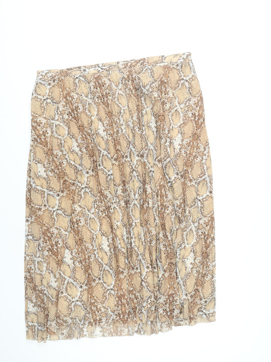 Marks and Spencer Women’s Beige Snake Print Pleated Skirt Size 20