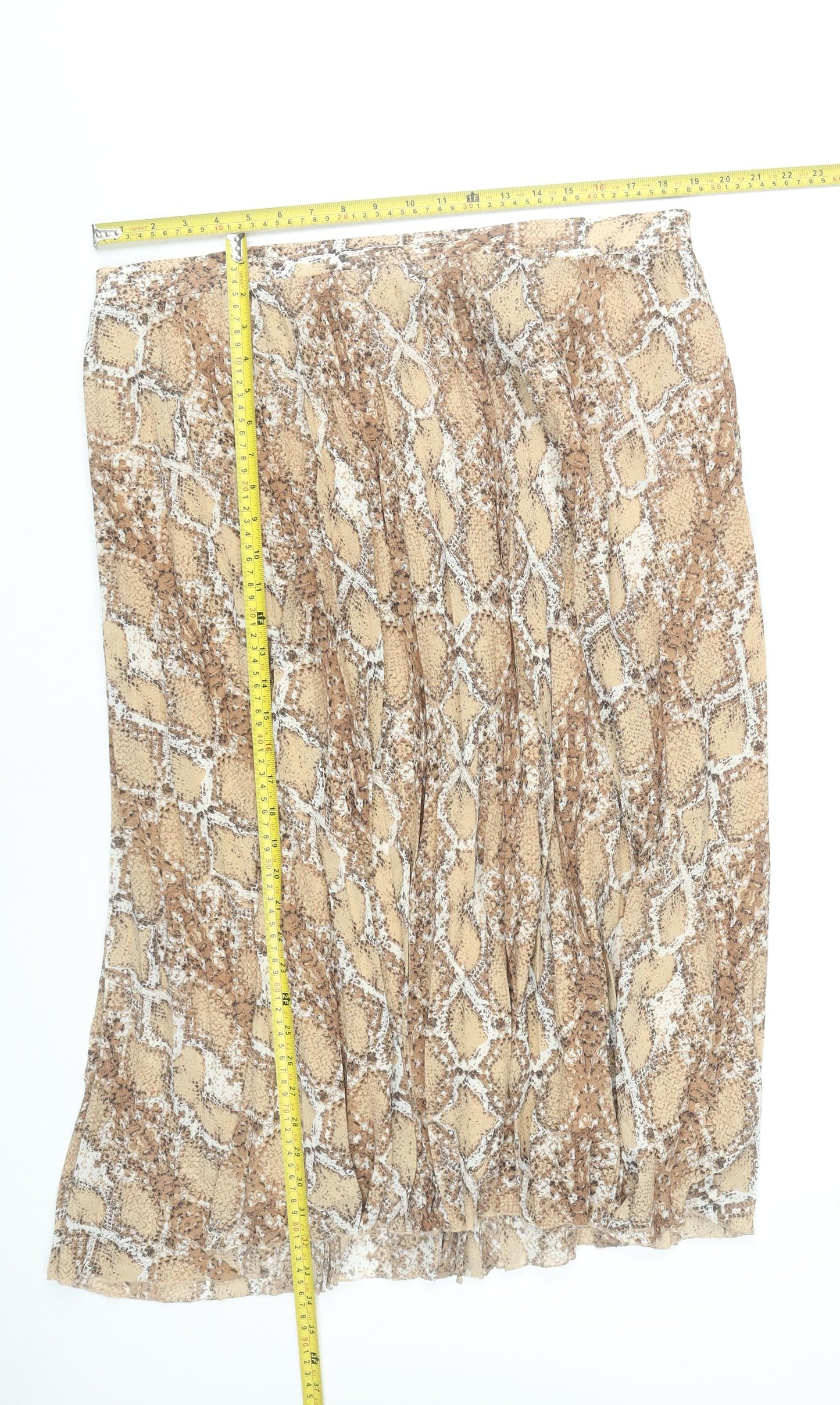 Marks and Spencer Women’s Beige Snake Print Pleated Skirt Size 20