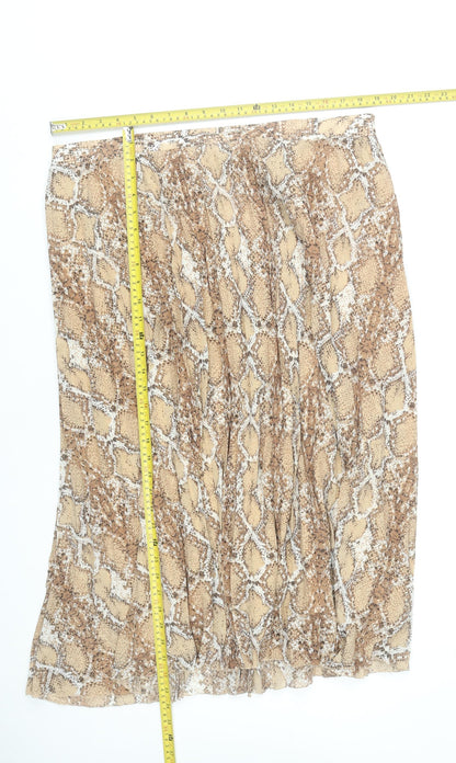 Marks and Spencer Women’s Beige Snake Print Pleated Skirt Size 20