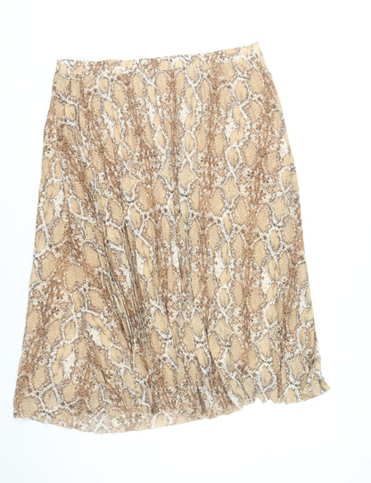 Marks and Spencer Women’s Beige Snake Print Pleated Skirt Size 20