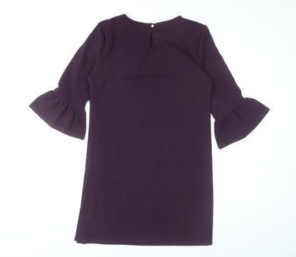 Dorothy Perkins Women’s Purple Shift Dress Size 12 Bell Sleeve