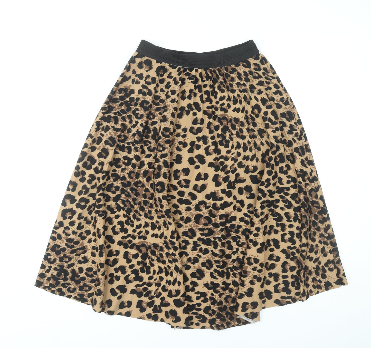 Boohoo Womens Brown Leopard Print Midi A-Line Skirt Size S