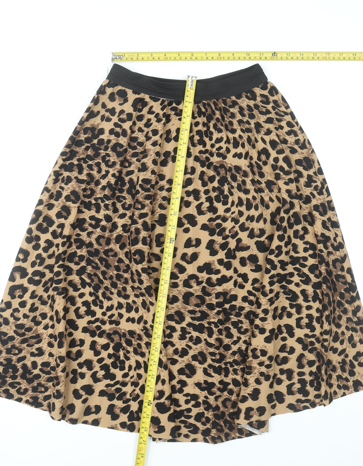 Boohoo Womens Brown Leopard Print Midi A-Line Skirt Size S