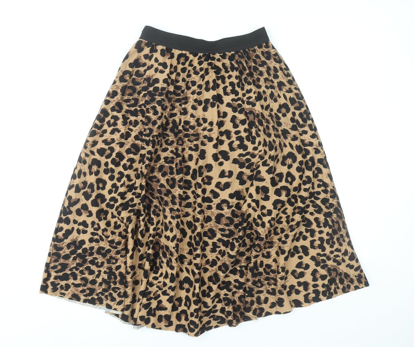 Boohoo Womens Brown Leopard Print Midi A-Line Skirt Size S