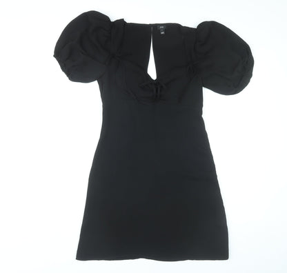 River Island Womens Black Size 8 Mini Puff Sleeve Party Dress