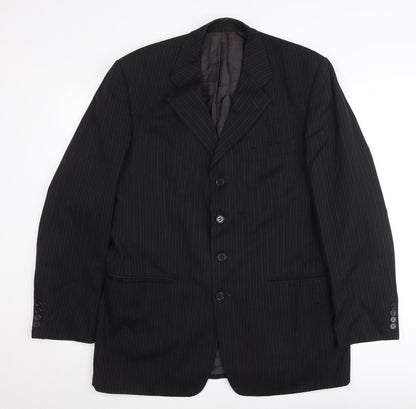 Principles Men’s Black Pinstripe Wool Blend Blazer Jacket 42L