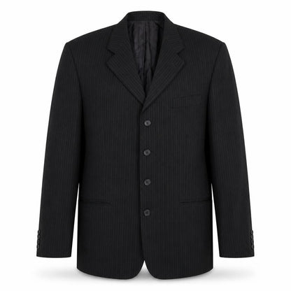 Front view of Principles Men’s Black Pinstripe Wool Blend Blazer Jacket 42L