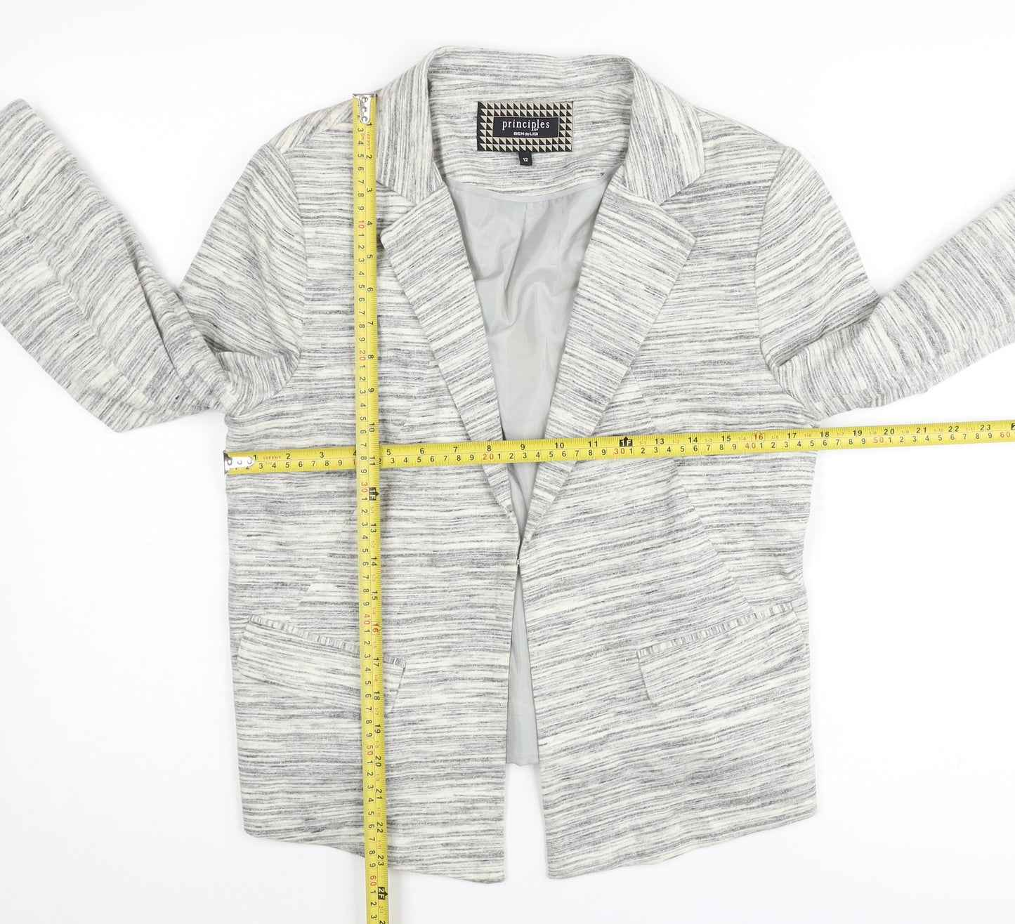 Principles by Ben de Lisi Women’s Grey Striped Blazer Jacket Size 12