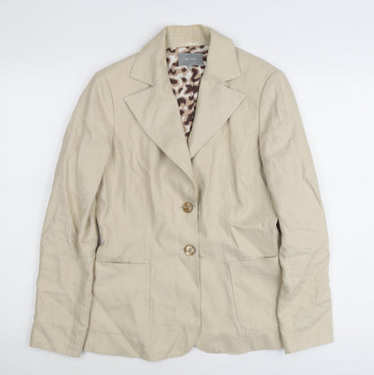 Marks and Spencer Women Beige Linen Blazer Jacket Size 10 Regular