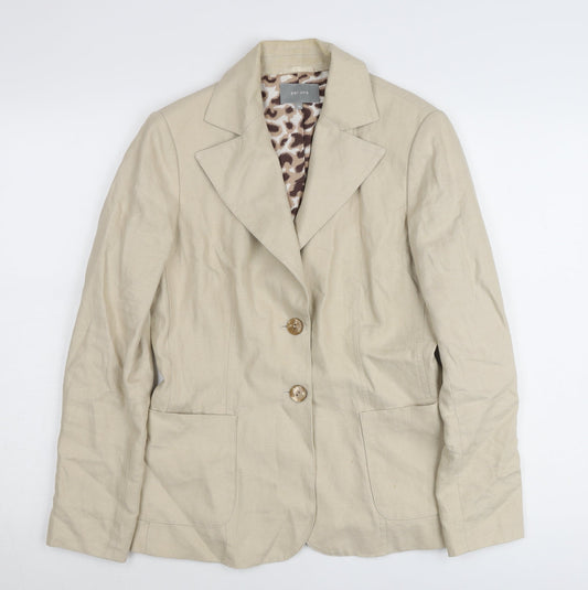 Marks and Spencer Women Beige Linen Blazer Jacket Size 10 Regular