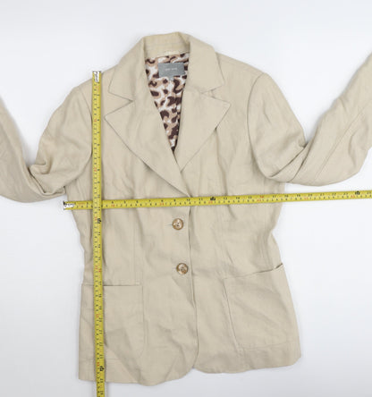 Marks and Spencer Women Beige Linen Blazer Jacket Size 10 Regular