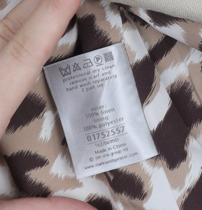 Marks and Spencer Women Beige Linen Blazer Jacket Size 10 Regular