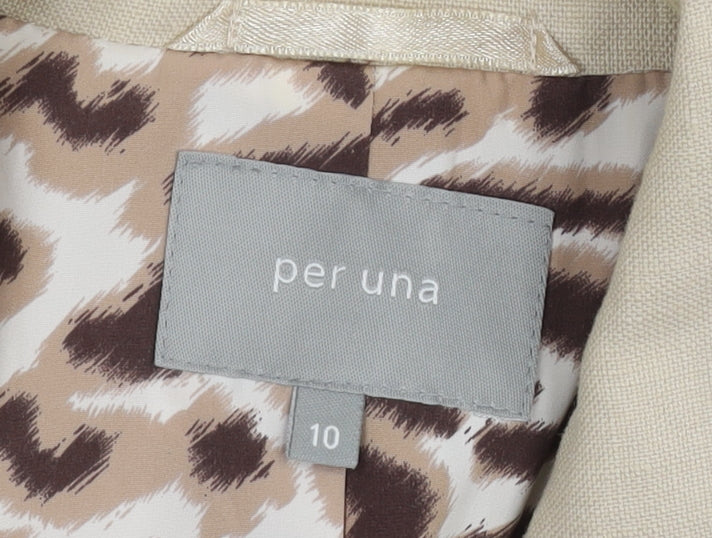 Marks and Spencer Women Beige Linen Blazer Jacket Size 10 Regular