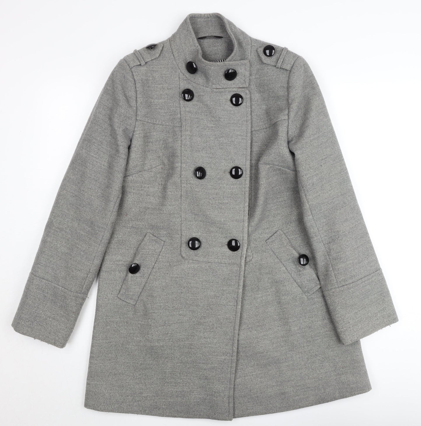 Marks and Spencer Women’s Grey Pea Coat UK 10 Mid-Length Wool Blend
