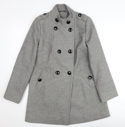 Marks and Spencer Women’s Grey Pea Coat UK 10 Mid-Length Wool Blend