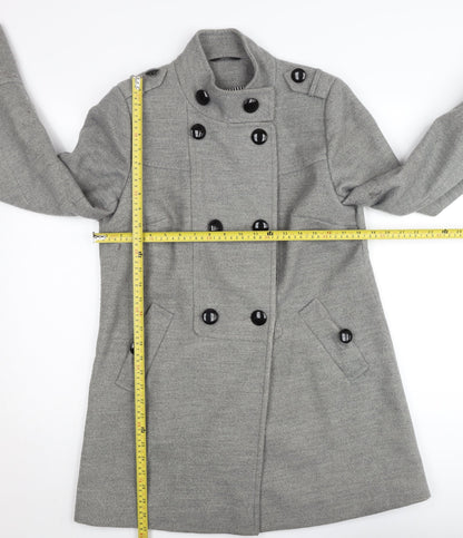 Marks and Spencer Women’s Grey Pea Coat UK 10 Mid-Length Wool Blend