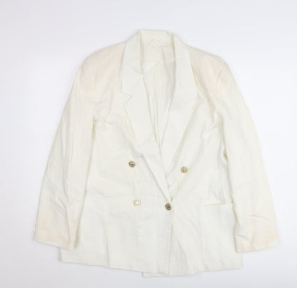 Debenhams Women Ivory Double-Breasted Blazer Jacket UK 16
