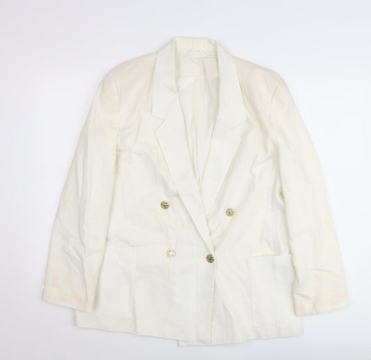 Debenhams Women Ivory Double-Breasted Blazer Jacket UK 16
