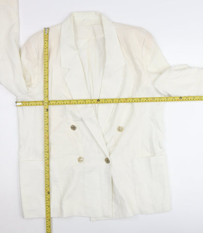 Debenhams Women Ivory Double-Breasted Blazer Jacket UK 16